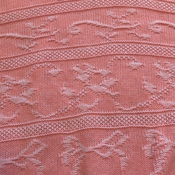 Vintage Jennifer Adams Womens Novelty Sweater Sz L Pink Bows Girlcore Cottage - Picture 2 of 7